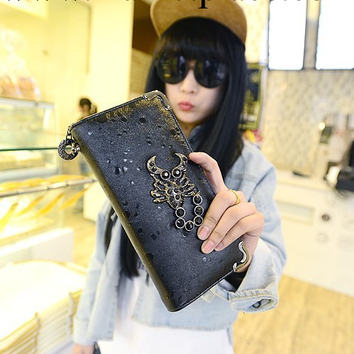 2014春季時尚新款蠍子裝飾手拿包水鉆潮包長款錢包廠傢直銷工廠,批發,進口,代購
