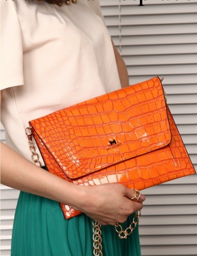 2014新款翰都世傢貓貓鱷魚紋信封包手拿單肩斜挎包3色一件代發工廠,批發,進口,代購