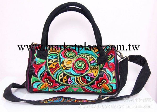 苗族圓筒繡花手提斜挎兩用包工廠,批發,進口,代購