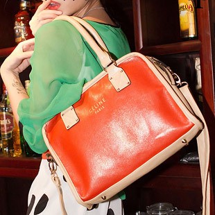 韓版百搭時尚休閒拼色新款手提包單肩包斜挎包兩用包女士女包批發工廠,批發,進口,代購