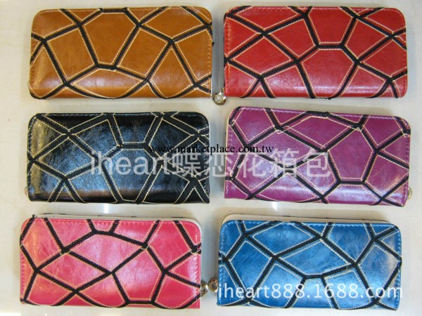 爆款歐美油皮拼接內單拉錢包 水立方女士手拿包錢包 新款熱賣現貨工廠,批發,進口,代購