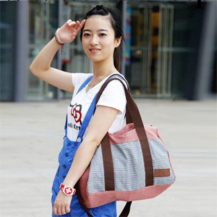 [漾]日韓新款休閒拼色帆佈包包手提斜挎兩用包帆佈包批發YB10136E工廠,批發,進口,代購