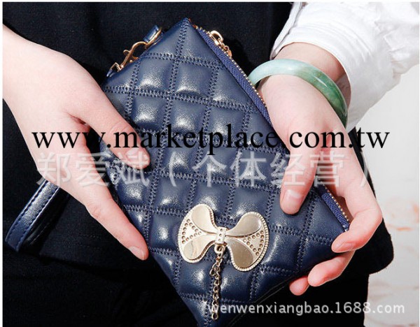 廠傢直銷小額混批特價菱格錢包蝴蝶結菱格女包 手拿包零錢包工廠,批發,進口,代購