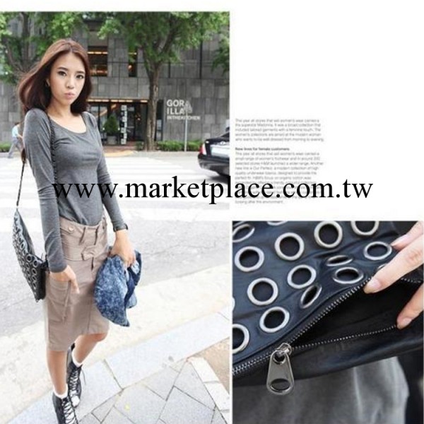 2013新款女包 韓國金屬朋克圓形鉚釘女包包 兩用手拿包斜挎包女工廠,批發,進口,代購