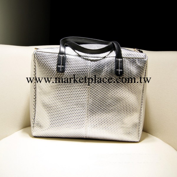 歐美風時尚新款 潮范金屬色 方形真皮包 百搭牛皮兩用包工廠,批發,進口,代購