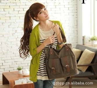 工廠帆佈包批發 小額混批兩用包單肩斜挎包 帆佈包H1158深啡工廠,批發,進口,代購