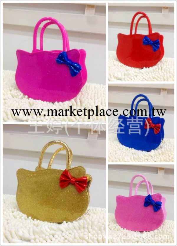 2013新款特 兒童女童熒光色kt貓撞色蝴蝶結兩用手拎包/女童斜跨包工廠,批發,進口,代購