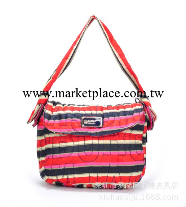 條紋歐美潮單肩包斜跨包女包包尼龍包雙帶兩用包marc馬克包工廠,批發,進口,代購