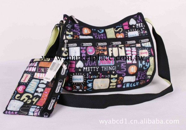 力士保 Lesportsac 單肩斜挎兩用包7520中號新款黑色英文工廠,批發,進口,代購