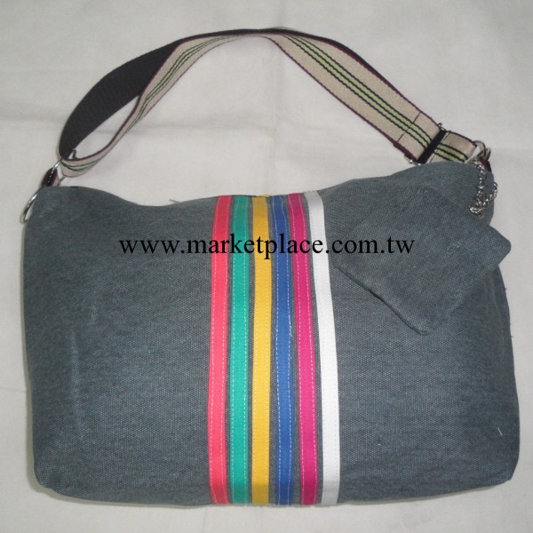時尚休閒彩條兩用帆佈挎包，大量熱銷中工廠,批發,進口,代購