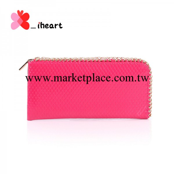 iheart_廠傢直銷潮女長款金屬鏈條亮皮鱷魚紋七字手包錢包宴會包工廠,批發,進口,代購