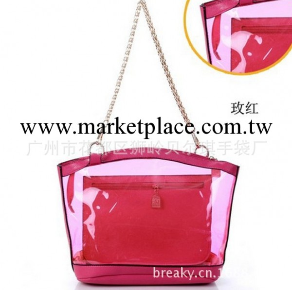 2013新款透明女包 韓版小清新糖果色亮面果凍沙灘子母單肩包工廠,批發,進口,代購