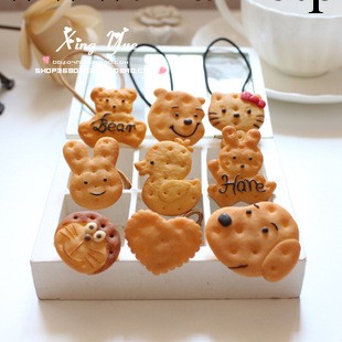 韓國JD兒童發圈批發 創意餅幹造型 可愛卡通餅幹發圈  橡皮筋批發・進口・工廠・代買・代購