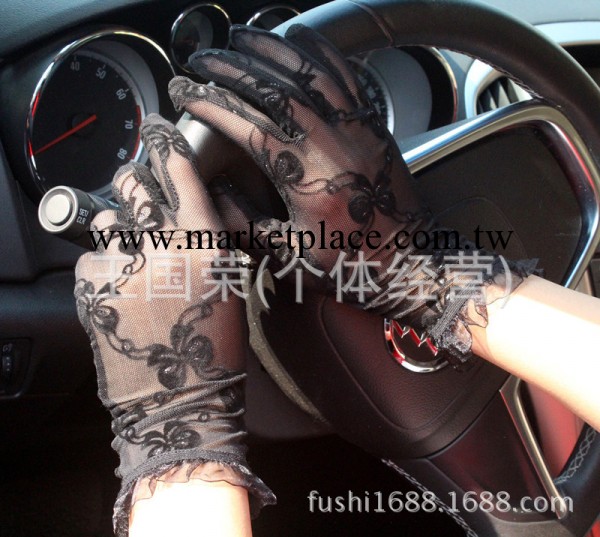 女士蕾絲防曬手套 短款彈力黑色手套 防紫外線UV手套 淘寶供貨工廠,批發,進口,代購
