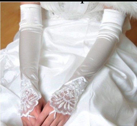 2012新款新娘手套S140米白無指加長繡花縫珠婚紗禮服手套廠傢直銷工廠,批發,進口,代購
