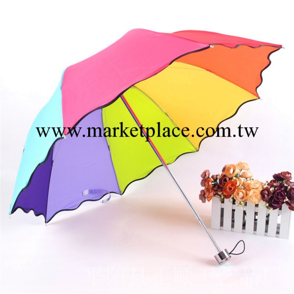 爆款彩虹傘可愛荷葉邊韓版創意折疊阿波羅晴雨傘禮品傘遮陽傘工廠,批發,進口,代購