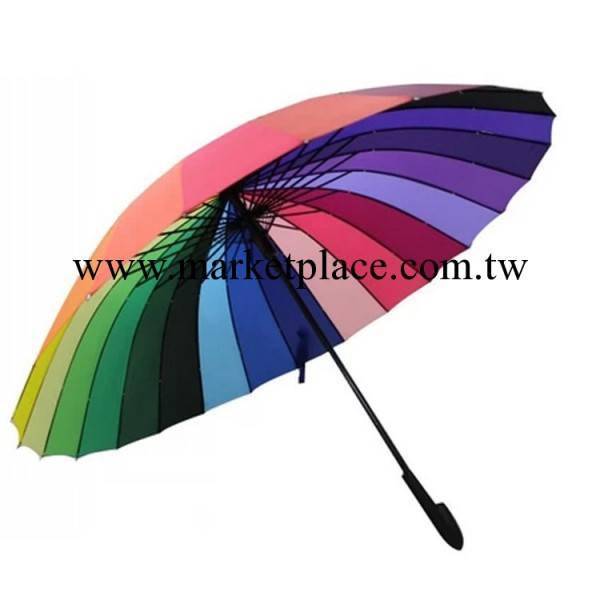 雨絲夢洋24骨直桿長柄彩虹傘抗風超大雨傘彎鉤晴雨傘創意傘工廠,批發,進口,代購