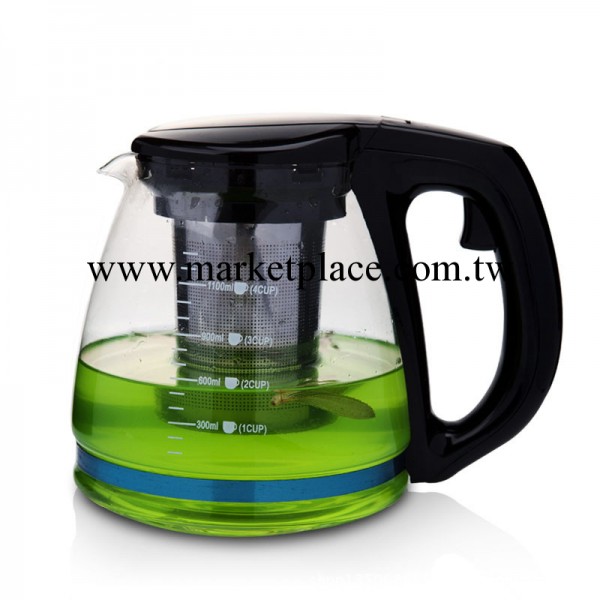 泡茶玻璃水壺  耐熱不銹鋼過濾網 玻璃杯茶壺 1100ML工廠,批發,進口,代購