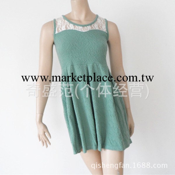 夏季日式新款女裝蕾絲拼接提花純棉針織無袖連衣裙批發・進口・工廠・代買・代購