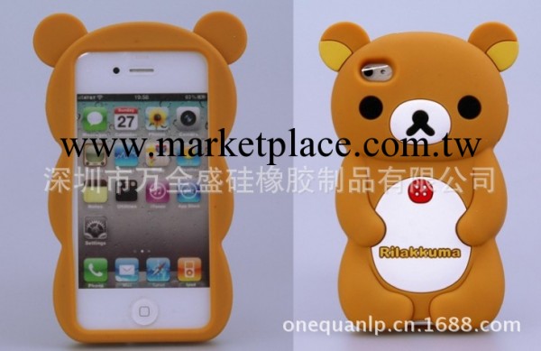 立體 Rilakkuma 輕松熊 iphone5 手機殼 蘋果4 矽膠套工廠,批發,進口,代購