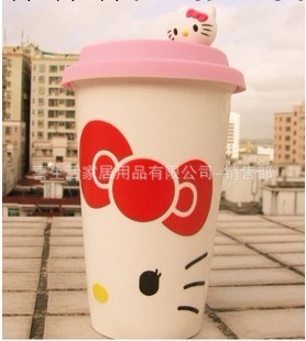 【Hello kitty貓】創意帶矽膠蓋星巴克陶瓷杯/輕松熊情侶咖啡杯子批發・進口・工廠・代買・代購