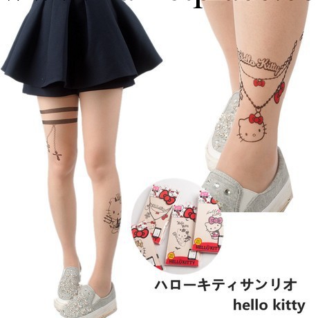 日本原單 Hello Kitty 日系夏季超薄刺青假紋身絲襪連褲襪批發・進口・工廠・代買・代購