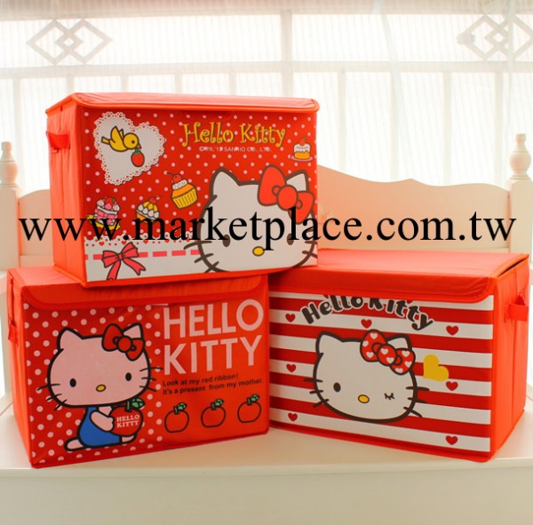 新hello kitty紅色防塵 置物箱 收納箱 儲物箱 可折疊 傢居收納盒工廠,批發,進口,代購