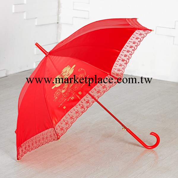 婚慶用品 婚禮新娘雨傘  自動長柄大紅傘 直桿蕾絲邊工廠,批發,進口,代購