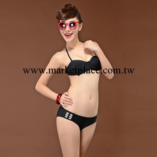 維多利亞的秘密比基尼泳衣女 性感裹胸聚攏小胸黑色鏤空 女遊泳衣工廠,批發,進口,代購