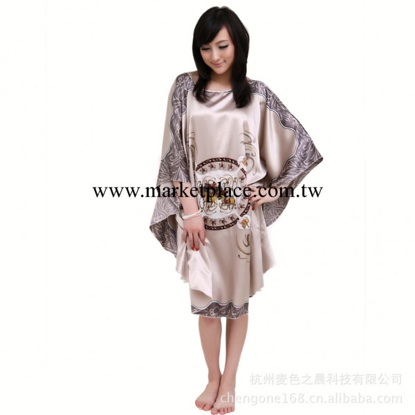 女睡衣批發 新款夏季寬松大碼蝙蝠袖仿真絲睡裙 女士傢居可愛睡衣工廠,批發,進口,代購