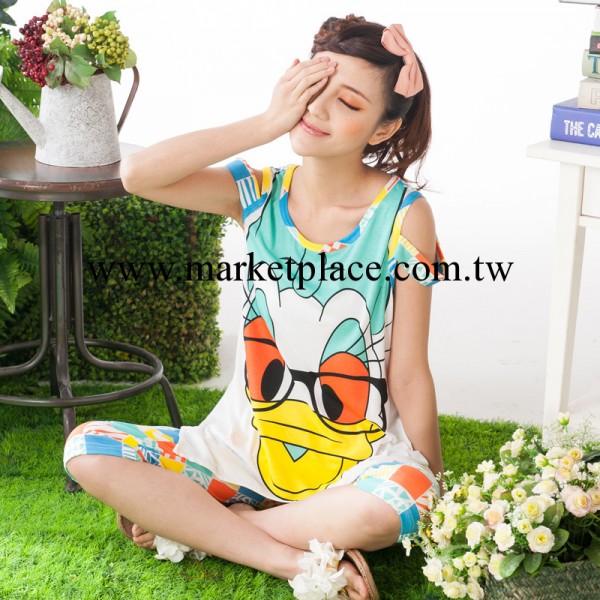 樂而康 2014年新款全棉女式睡衣套裝 可愛卡通夏天少女短袖傢居服工廠,批發,進口,代購