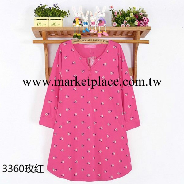 韓版可愛居傢睡裙夏季新款 爆款love smile女士外貿傢居服全棉工廠,批發,進口,代購