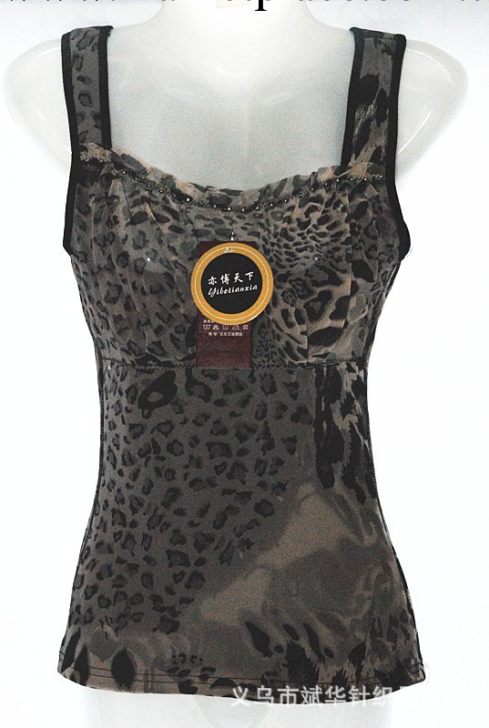 批發 2014新款 女式冬季豹紋托胸塑身內衣 加絨加厚美體保暖背心批發・進口・工廠・代買・代購