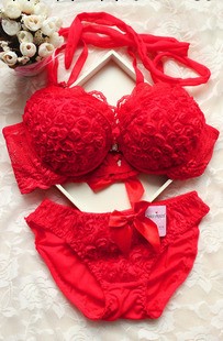 512 可愛小玫瑰 性感少女胸罩 本命年大紅聚攏女士內衣胸罩套裝工廠,批發,進口,代購