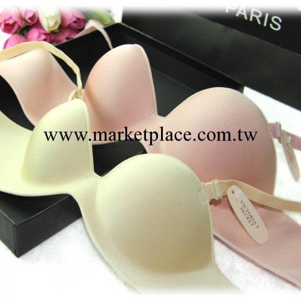維多利亞VS秘密 一片式無痕1/2半杯光面包邊純色女聚攏胸罩工廠,批發,進口,代購