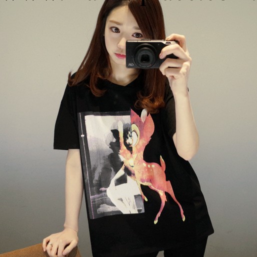 14韓國官網來自星星的你千伊頌同款小鹿印花女士t恤 潮流T恤女F12批發・進口・工廠・代買・代購