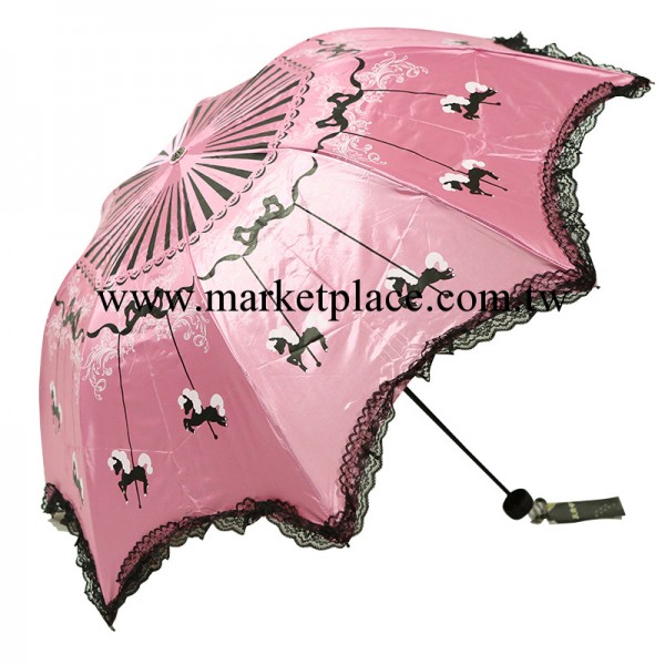 天堂2014正品33021E旋轉木馬三折疊創意遮陽防曬學生蘑菇晴雨傘工廠,批發,進口,代購