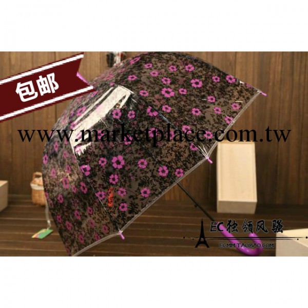 拱形透明雨傘長柄傘創意泡泡公主傘小梅花圖案透明傘兒童及女生傘批發・進口・工廠・代買・代購