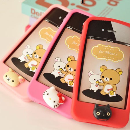 apple蘋果iphone4/4S矽膠全包創意小熊熊貓藍色粉色手機殼工廠,批發,進口,代購