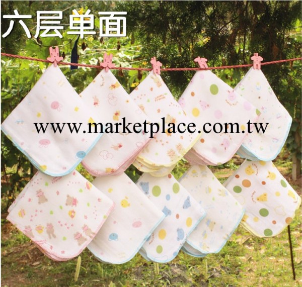 母嬰用品 西松屋紗佈口水巾手帕嬰兒純棉6層印花紗佈 高密度工廠,批發,進口,代購