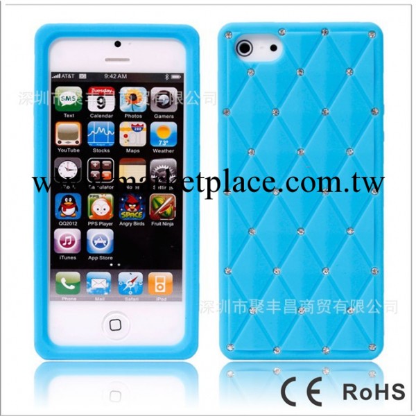 供應 矽膠滿天星保護套 蘋果iPhone5 手機套 鑲鉆手機殼工廠,批發,進口,代購