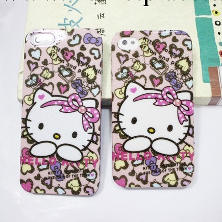 最新款豹紋KT頭iphone5/5S hello kitty 蘋果4 手機套 水滴機殼工廠,批發,進口,代購