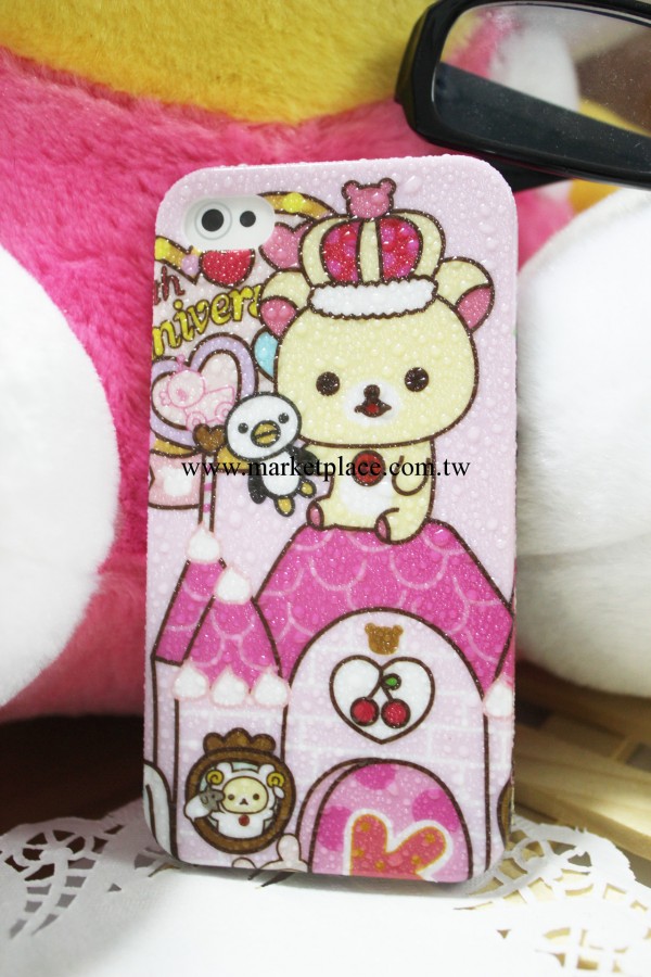 新款 粉粉輕松熊 懶懶熊 iphone5 蘋果4水滴水珠實色硬保護手機殼工廠,批發,進口,代購