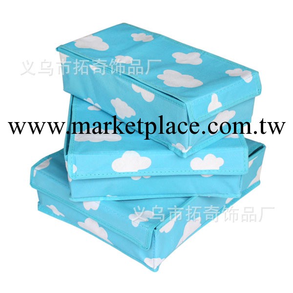 收納盒三件套 藍白雲 有蓋 內衣收納盒胸罩收納盒襪子收納批發・進口・工廠・代買・代購