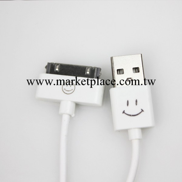 定做iphone4笑臉1米6芯數據線蘋果4/4S ipd充電線數據線廠傢直銷工廠,批發,進口,代購