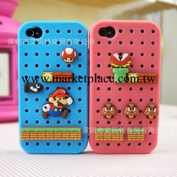 超級瑪麗 瑪麗奧 蘋果iphone4/4S軟矽膠手機保護套 DIY卡通外殼工廠,批發,進口,代購