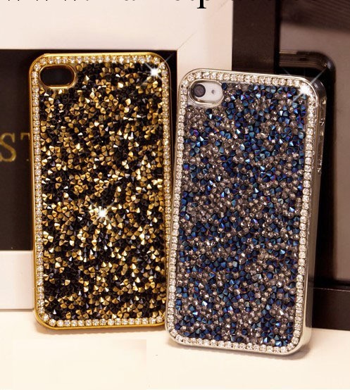 高檔 手工 碎鉆 貼鉆 水鉆 手機殼 iphone5 蘋果4s手機套工廠,批發,進口,代購