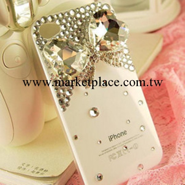 蘋果4s手機殼 批發 iphone4保護套 水鉆 蘋果5手機套 水晶蝴蝶結工廠,批發,進口,代購