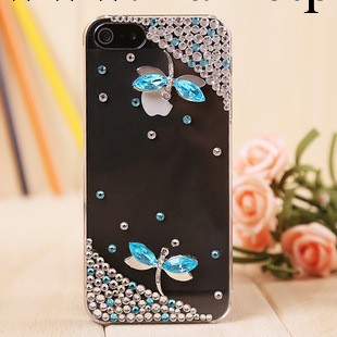 廠傢批發 蘋果5手機殼 蜻蜓點水 水鉆外殼 貼鉆 iphone5手機殼工廠,批發,進口,代購