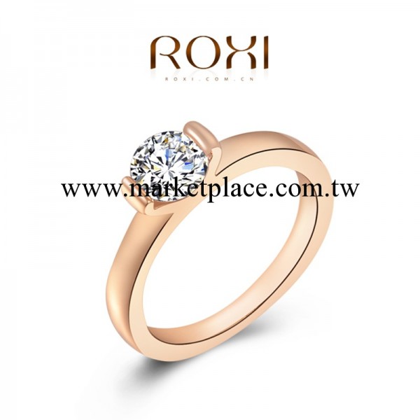 ROXI速賣通外貿暢銷正品奧地利水晶玫瑰金鍍金單鉆戒指戒指 歐美批發・進口・工廠・代買・代購